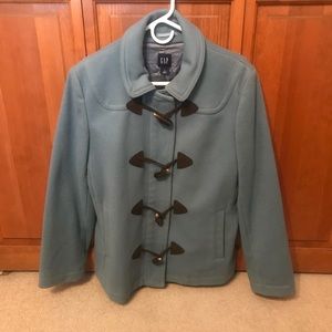 GAP Short wool Blue jacket with toggles, sz L